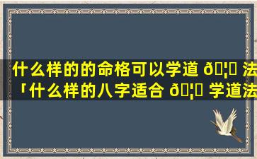 什么样的的命格可以学道 🦊 法「什么样的八字适合 🦍 学道法」